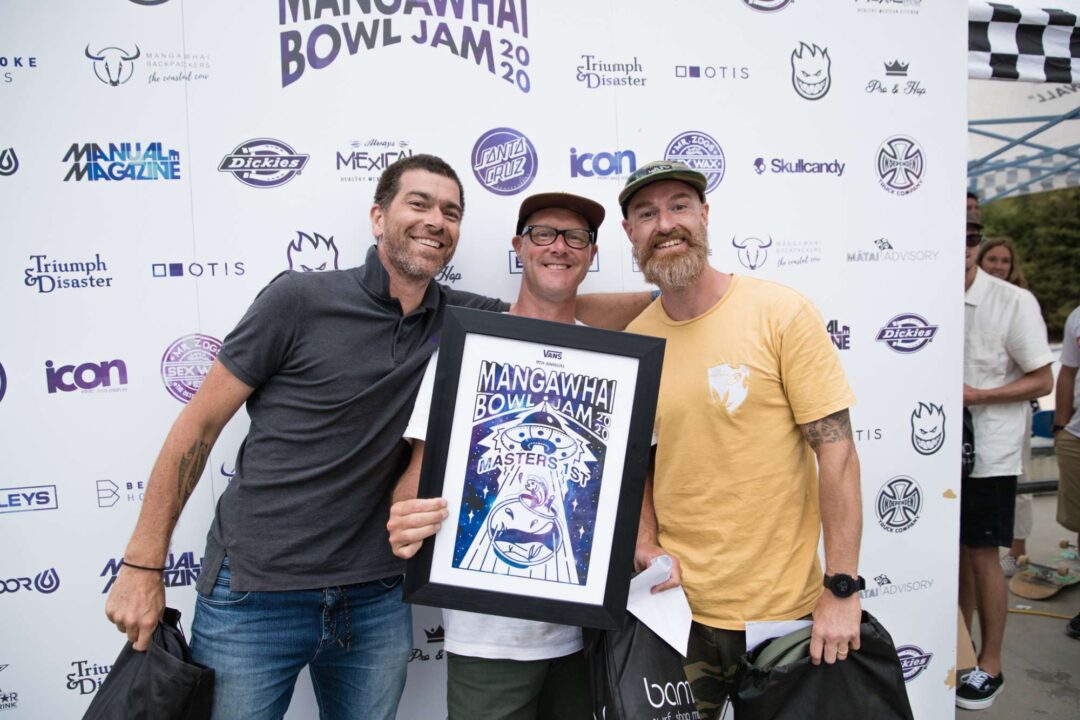 Masters winners. Ramon Thackwell (2nd), Andrew Morrison (1st) and Steve Nickolls (3rd). Photo by Scott Sinton.