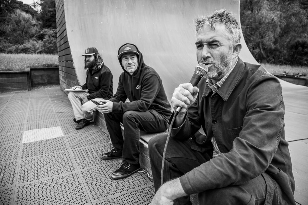 Simon Hunt, Chris Wood and Max Olijnyk. Ramp Riot law enforcement.
