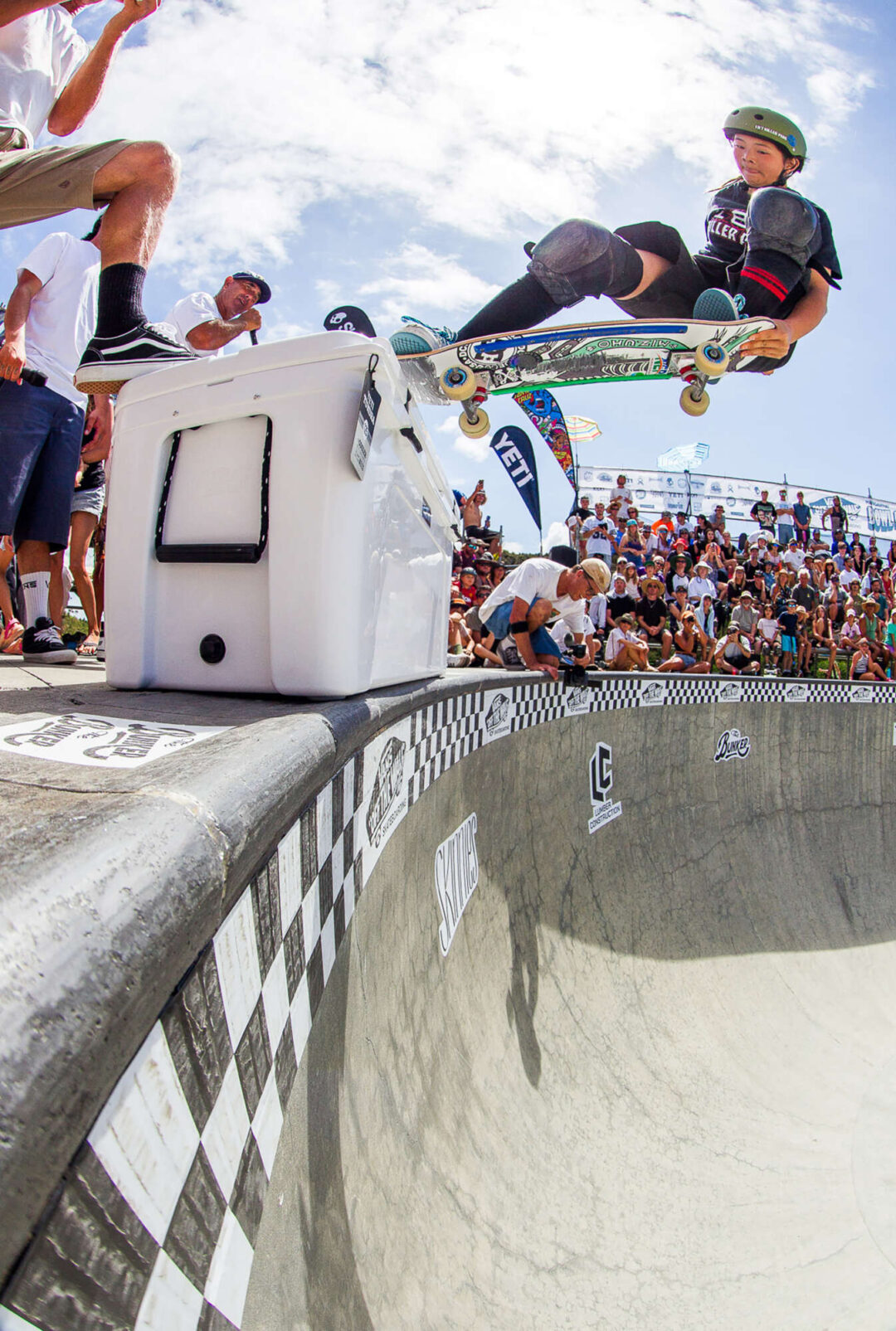 Mizuho Hasegawa, lien to tail on the Yeti cooler extension.