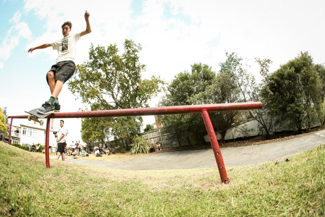 Ari Saffer, frontside feeble grind at the Tole Super Bowl 2025. Photo by Connor Hill.