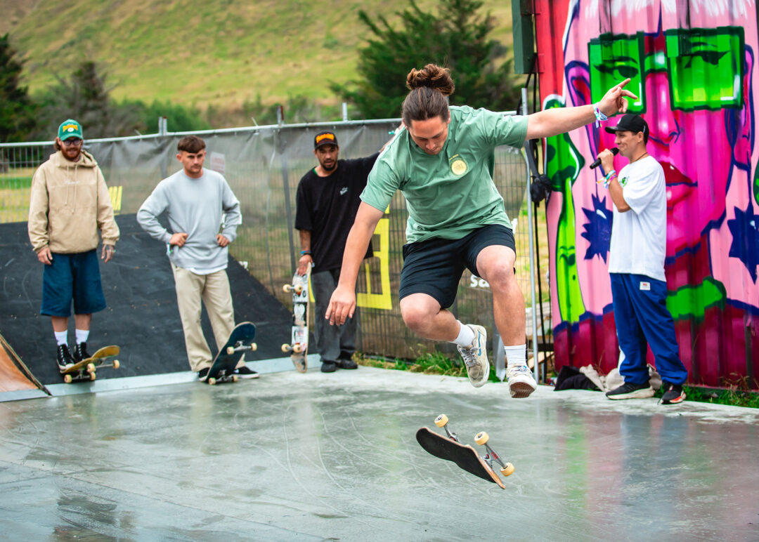Kerehama James, 360 flip. Photo by Natasha Grego.
