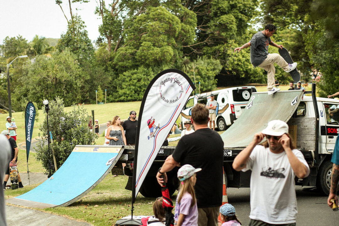 Zach, ice plant to fakie at the Tole Super Bowl 2025. Photo by Connor Hill.
